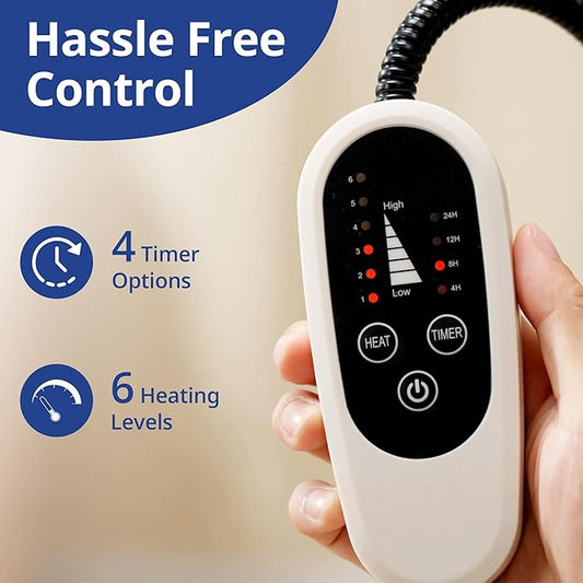 NICREW Dog Heating Pad, Temperature Adjustable Heated Dog Bed with Auto Shut Off Timer, Indoor Pet Heated Bed Mat for Cats and Dogs, 27.5 x 15.7 Inches, 75W (max)