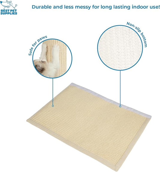 Best Pet Supplies Cat Scratchers for Indoor Cats - Interactive Hanging Log & Mat, Supports Natural Behaviors, Heavy Duty, Cream