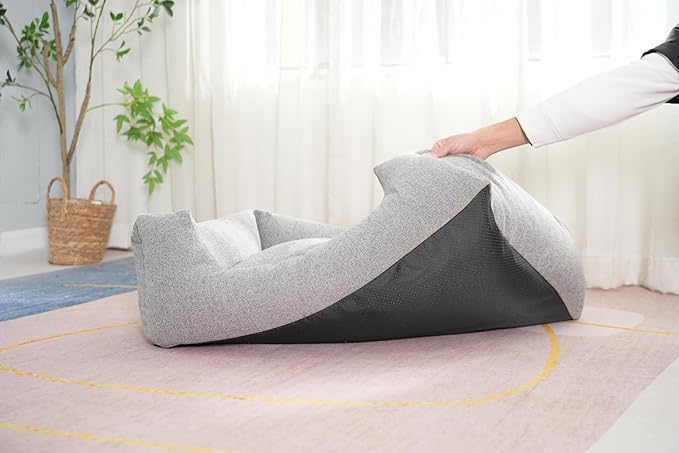 Cosy with Zipper Removable Washable Cover Dog Cat Bed for Medium Small Dogs Large Cats Breathable Non-Skid Bottom Pet Sofa(Grey) 31.5" L x 23.6" W x 10.2" Th