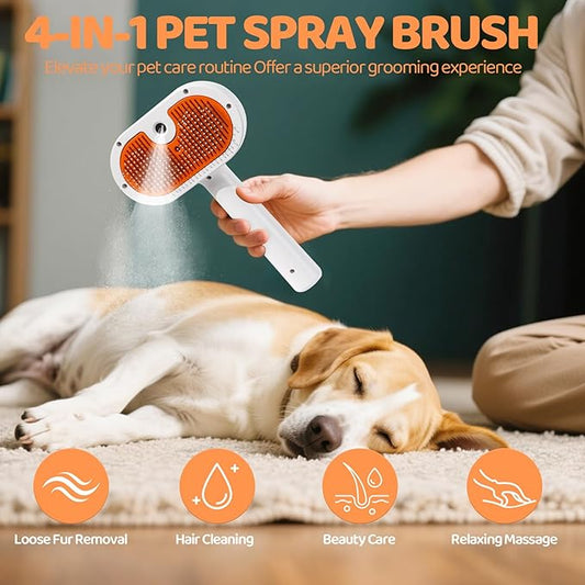 Cat Steam Brush-3 in 1 Pet Brush,Dog Shedding Tool Self Cleaning Pet Spray Depilation Comb with Release Button,Dog Steam Brushs,Cat Grooming Supplies for Long Short Haireds