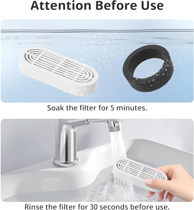 3 Packs Cat Water Fountain Filter for 3.2L/108oz Cat Drinking Fountain and 4L/134oz Stainless Steel Pet Water Fountain(3 Filters & 3 Pre-Filter Sponges)