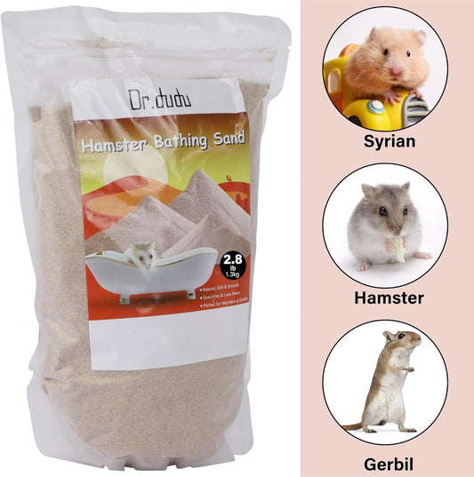 DR.DUDU Hamster Bath Sand, 2.8lb Dust Free Desert Sand or Potty Litter Sand for Hamster Chinchillas Gerbil Syrian Mice Small Animals (Beige)