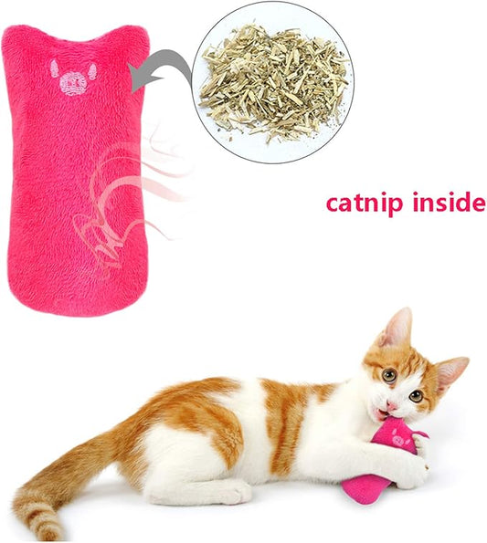 Legendog 5Pcs Bite Resistant Catnip Toys for Cats,Catnip Filled Cartoon Mice Cat Teething Chew Toy (Multicolored)