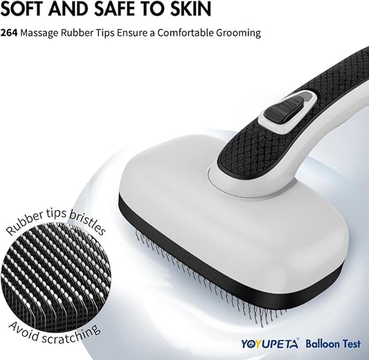 Dog Self Cleaning Slicker Brush for Shedding, Ideal for Short Long Haired Dogs, Including Cat. Removes Loose Fur, Undercoat, Mats, Tangled Hair. Suit for Large Medium Small Animal, Gray