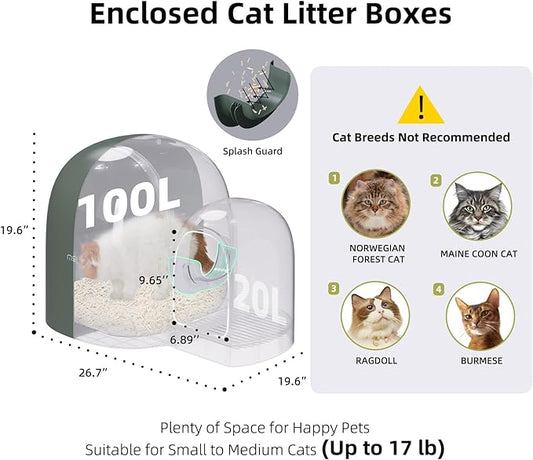 MS!MAKE SURE Cat Litter Box, Large Covered Hidden Dog Proof Closed Modern Cat Litter Box Furniture with Scoop, for Odor Control and Less Tracking, Easy to Clean,26.7"x19.6"19.6", Moss Green