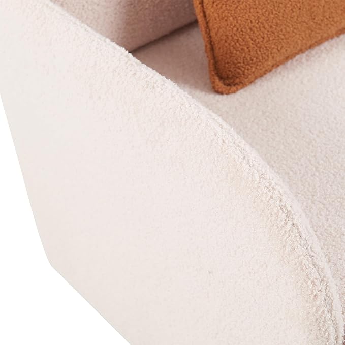 Merax 2 in 1 Pet Friendly Sherpa Upholstered Sofa Chair, Leisure Armchair, Fluffy Fabric with Lumbar Pillow for Living Room Bedroom Home and Office, Cream White