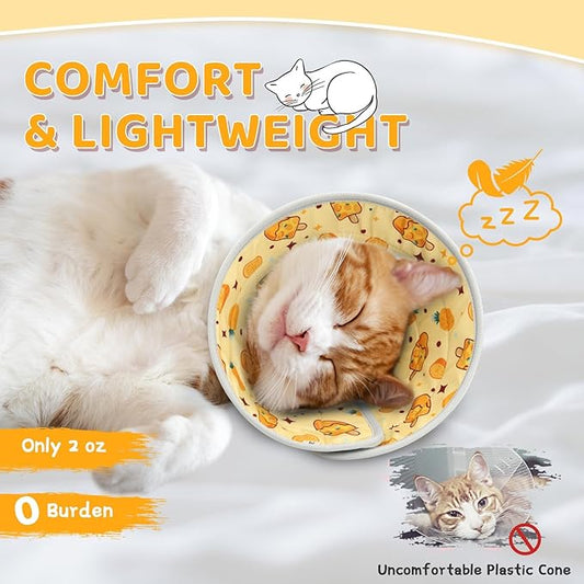 Cat Cone Collar Soft to Stop Licking, Adjustable, Foldable Lightweight Kitten Cones After Surgery Recovery for Cats & Kittens, Cat Cone Alternative (Orange, L)