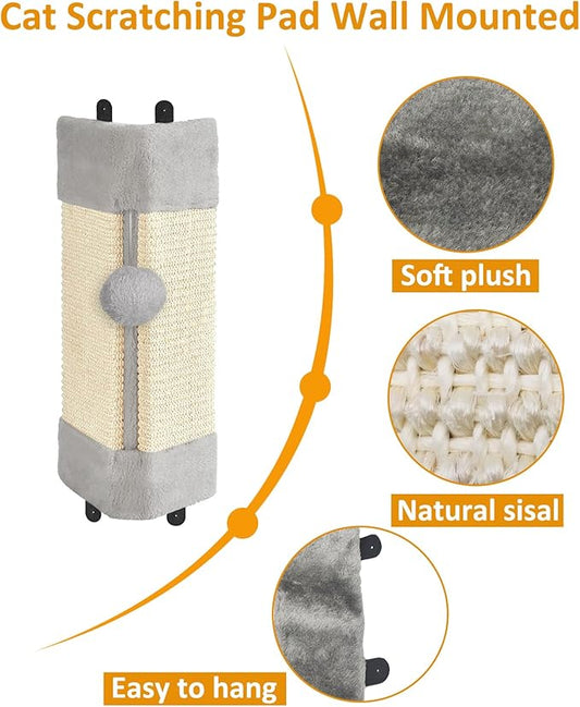 BNOSDM 2 Pack Cat Wall Corner Scratcher for Indoor Cats Walls Mounted Sisal Scratch Board Protector Vertical Anti Scratching Pad Protect Furniture Pet Wear Resistant Mat for Door Sofa