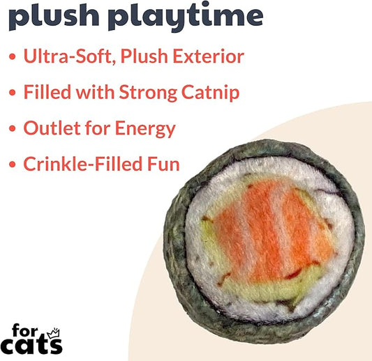 Huxley & Kent Plush Cat Toy | Sushi | Snack Attack Strong Catnip Filled Cat Toy | Plush Interactive Kitten and Cat Toy with Catnip and Crinkle | Kittybelles
