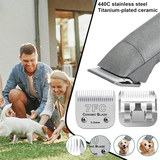 4PACK Dog Grooming Clipper Replacement Blades Compatible with Andis Pet Clipper/Oster A5/Wahl KM Series Dog Clipper,Ceramic Blade & Stainless Steel Blade (#3FC+4FC+5FC+7FC)