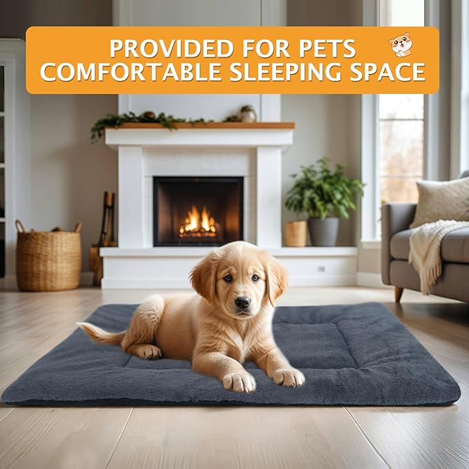 Reversible Dog Bed Mat with Plush and Corn Velvet,Soft Warm Pet Cushion, Dual Purpose Washable Sleeping Mattress Bed for Small Medium Large Dog and Cat XB004 (30"x20", Dark Grey)