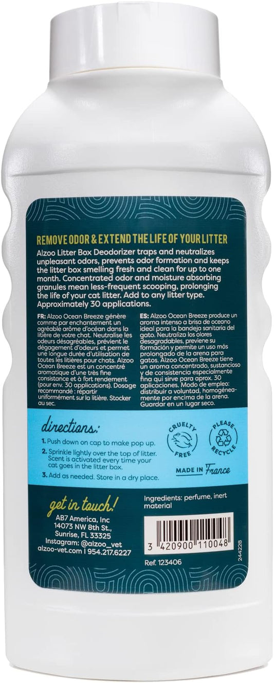 Cat Litter Deodorizer, Concentrated Granules Absorb & Help Neutralize Odors, Mineral-Based Active Ingredients, Up To 30 Uses, Ocean Breeze Scent, 26.6 Oz., Pack of 2