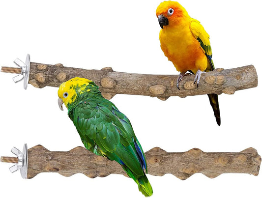 CozyCabin Natural Wood 4Pcs Bird Perches Stand, Hanging Cage Toys Accessories for Small Parrot Budgies Conure Parakeets Cockatiels Lovebirds