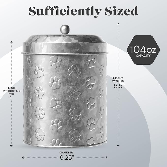 Amici Home Puppy Paws Galvanized Metal Food Canister (7CDI071)