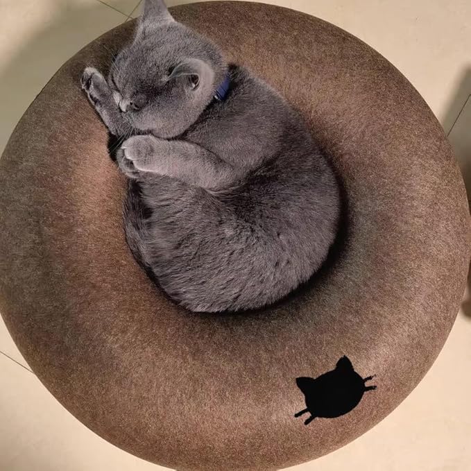 Donut Cat Tunnel Bed Peekaboo Cat Cave for Large Cats Up to 30 Lbs, Kitty Interactive Playing Tent House for Multiple Cats,Detachable,Scratch Resistant (Brown, Medium - 20 Inch Diameter)