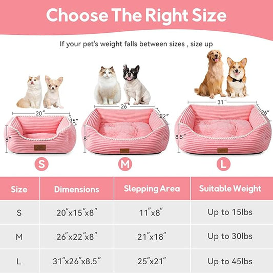 Orthopedic Dog Bed for Medium Dogs,Dog Sofa Beds Supportive Foam Pet Couch Bed with Removable Washable Mat and Nonskid Bottom (Medium, Pink)