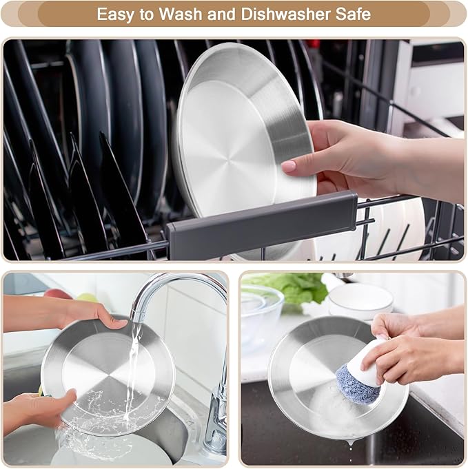 Elevated Cat Bowl with Bamboo Stand, 6.8" Extra Wide Shallow Raised Stainless Steel Cat Bowls Whisker Friendly