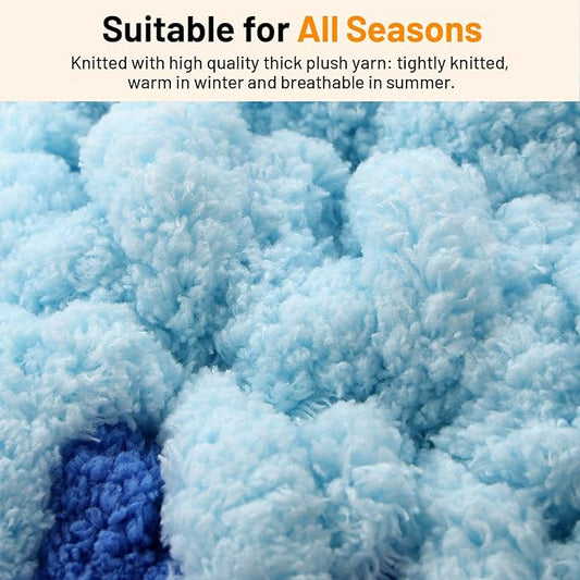 Cat Nest Bed Handwoven Washable Soft Round Cave House Furniture for Indoor Kitten Cloud Blue