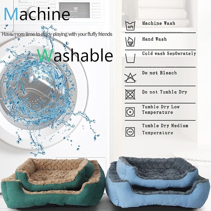 Dog Beds for Extra Small Dogs Washable, Cat Beds for Indoor Cats Super Soft 18"X14" Rectangle Anxiety Kitten Pet Bed with Anti Slip Bottom Plush Snuggler Puppy Sofa Up to 10 Lbs,Green