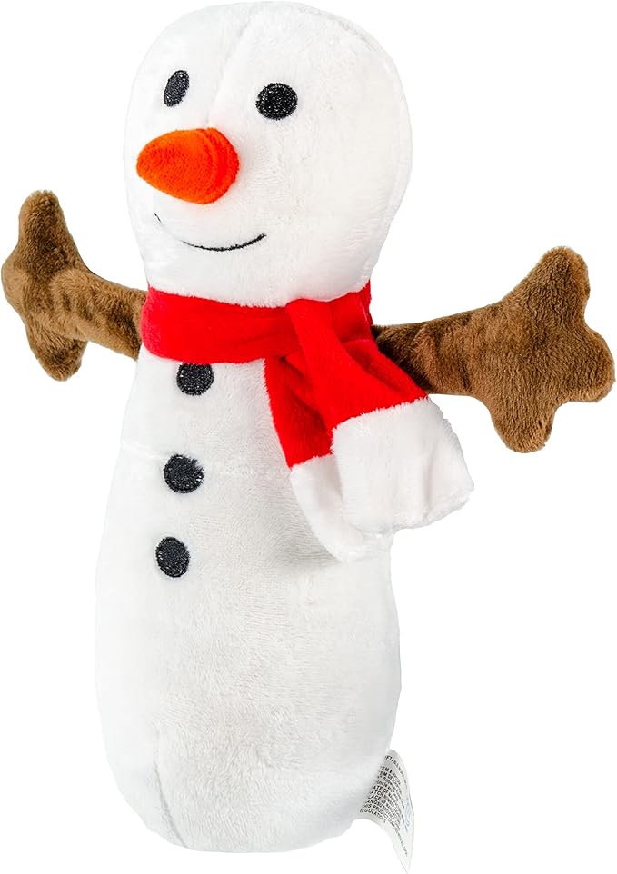 Giftable World Holiday Plush Pet Toy Fun for Christmas Designs Cat Play Toy (10" Snowman Kicker Toy)