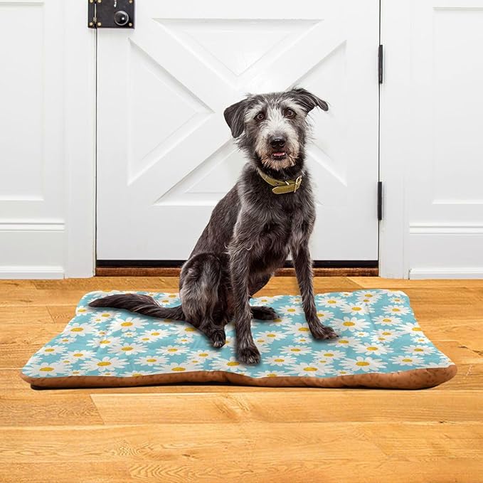 Daisy Floral Pet Bed Cute Dog Bed Mat Absorbing Non Slip Pad Pet Sleeping Mat for Small, Medium, and Large Dogs Puppy Cat 24 in x 18 in