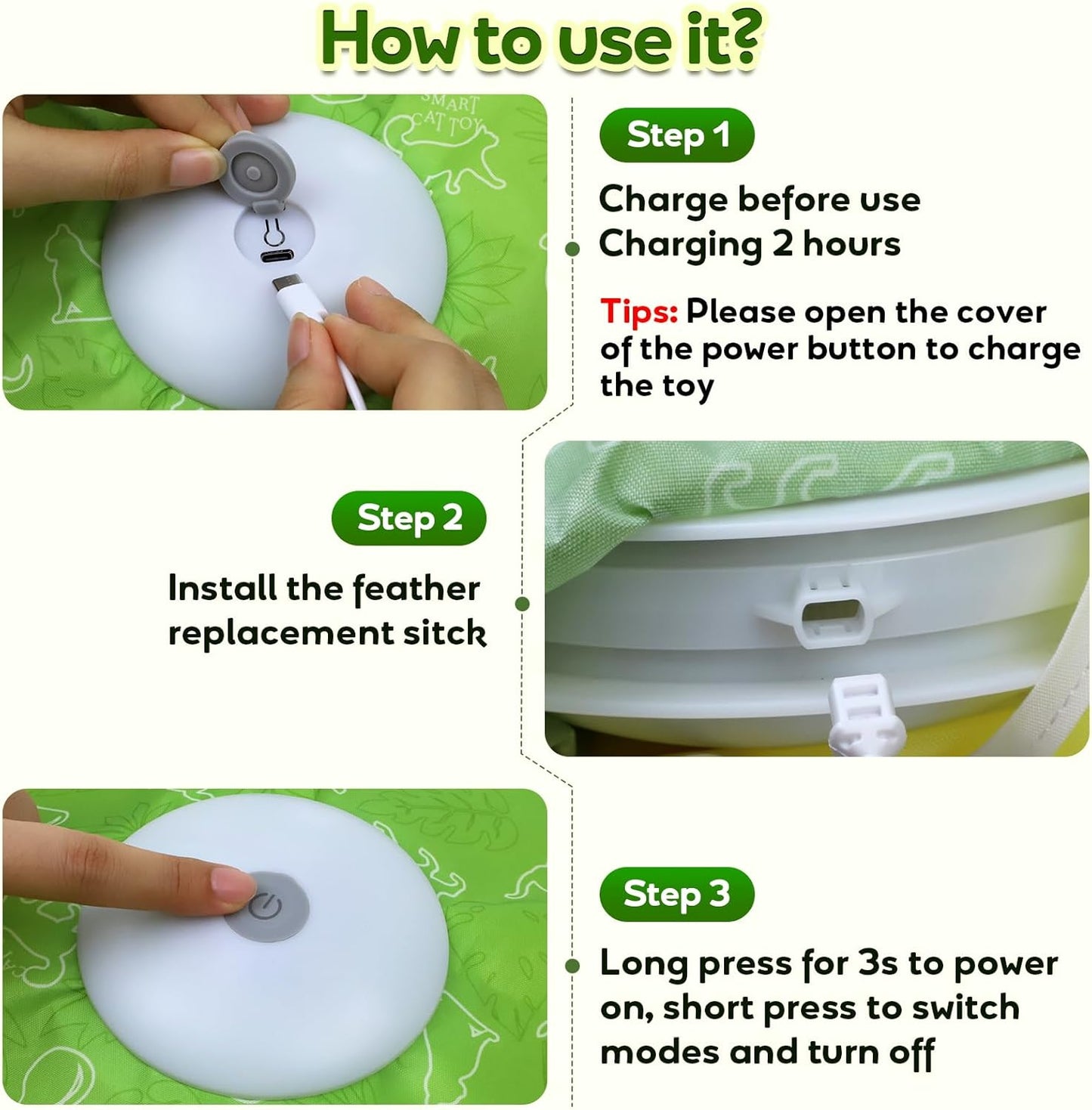 Interactive Cat Toys, Motion Activated, Moving Feather, Real Mouse Squeaky, Hide and Seek Cat Toys for Indoor Cats