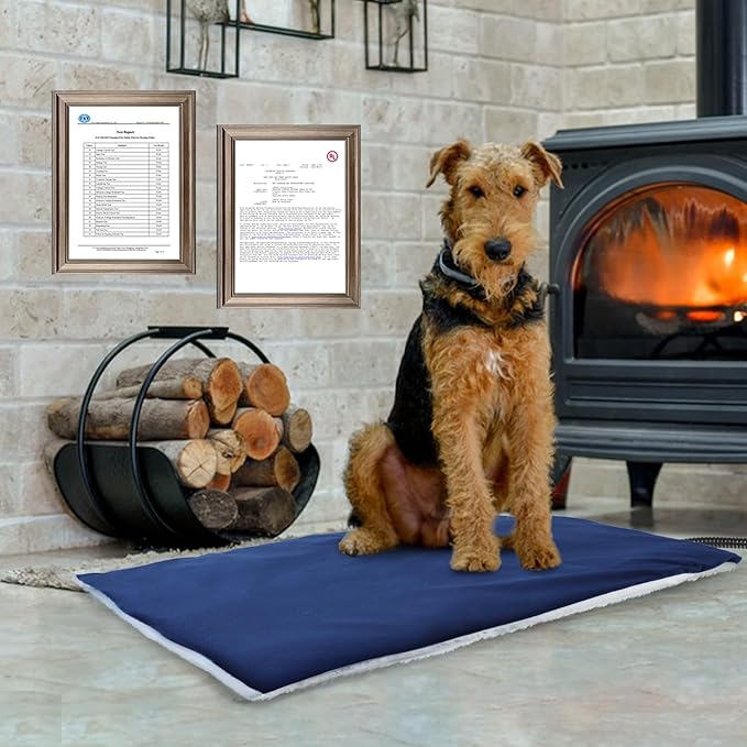 Rest-Eazzzy Cat Heating Pad, Cat Bed with Removable Cover Heated Cat Bed 5 Level Timer and 5 Level Temperature, Cat Beds for Indoor Warming Mat for Cat Dog (Heat pad, Pure-Blue,L)