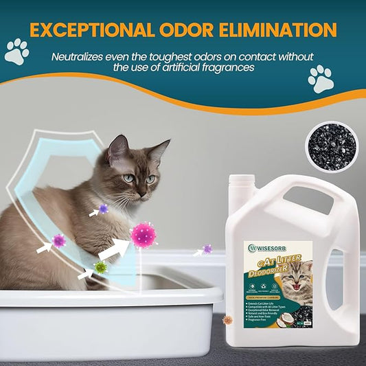 Cat Litter Deodorizer - 4Lb Activated Carbon Litter Box Odor Eliminator Absorber Unscented, Cat Litter Odor Control Room Deodorizer Solution for Homes with Pets