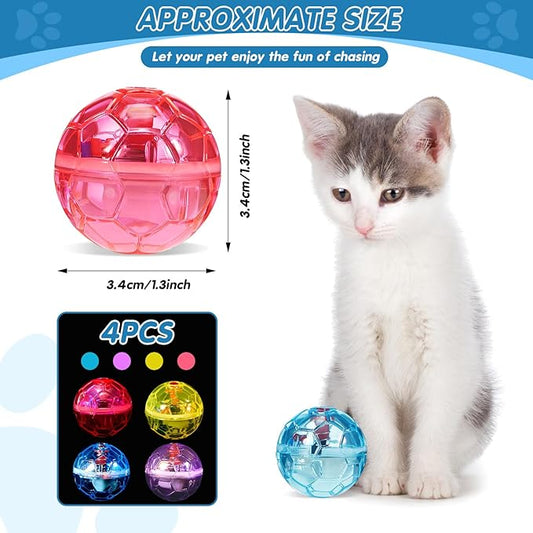 Frienda 4 Pieces Ghost Hunting Cat Ball Motion Light up Cat Balls LED Motion Activated Pet Ball Motion Light up Interactive Toys Pet Glowing Mini Running Exercise Ball Toys(Bright Color)