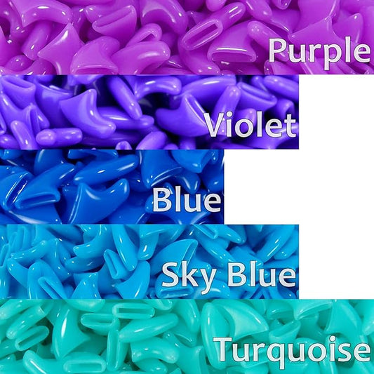 zetpo 100 pcs Cat Nail Caps | Cat Claw Covers | with Adhesives and Applicators (S, Purple, Violet, Blue, Sky Blue, Turquoise)