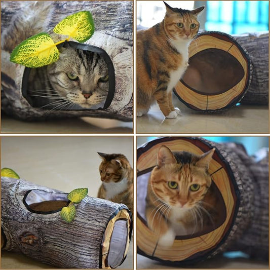 Fhiny Cat Tunnels for Indoor Cats, 3 Way Collapsible Cat Tubes and Tunnels with Peek Holes Interactive Toy Maze House Play Tunnel Puzzle & Hideaway for Cat Kitten Puppy Rabbit Guinea Pig Ferret
