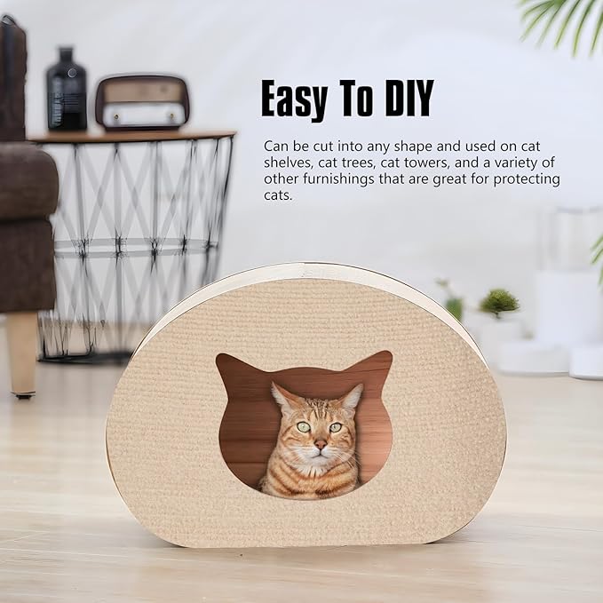 Cat Scratching Mat,Cat Scratch Furniture Protector, Trimmable Self-Adhesive Couch Protector,Carpet Replacement for Tree Shelves, Sofa and Scratching Post (78.7"x15.8",Beige)