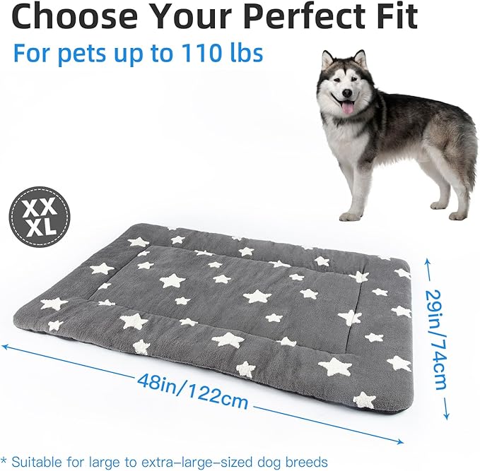 Mora Pets Dog Crate Pad Dog Bed Mat for XLarge Dogs Washable Thin Pet Kennel Pad for 48 inch Cage Ultra Soft Flat Puppy Mattress Cat Cushion for Cozy Sleeping Anti-Slip Grey 48 x 29