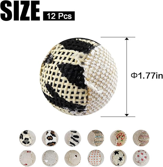 TTcat Canvas Cat Toys Balls for Indoor Cats, 12 Pack