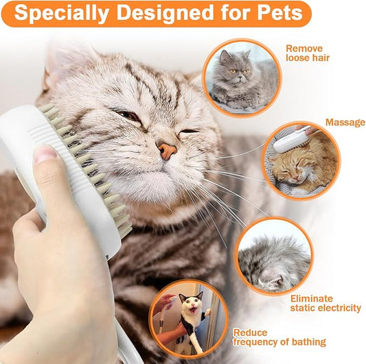 Nepfaivy Cat Steam Brush for Shedding - Steam Cat Brush for Indoor Cats, Rechargeable Steaming Pet Mist Water Steamer for Indoor Kitten, Pet Spray Hair Removal Comb for Massage, Spritz Defur Comb