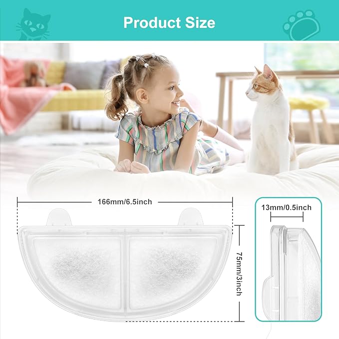 6 Pack Pet Fountain Replacement Filters for Wireless Pumps Cat Water Fountain Dog Water Dispenser WF20/CF20, Triple Filtration System Replacement Filters