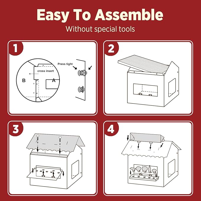 Cat Beds for Indoor Cats, Cardboard Cat House with Scratchers, Korean BBQ, Large Sturdy Cat Furniture Condo Cave Tent, Easy to Assemble Pet Toys Accessories Stuffs, Bunny Small Animals