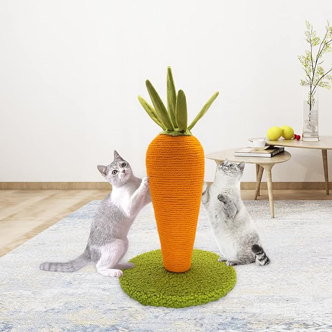 AUSCAT Cat Scratching Post, Cute Carrot Scratching Post, Nature Sisal Cat Scratcher for Indoor Cats and Kittens