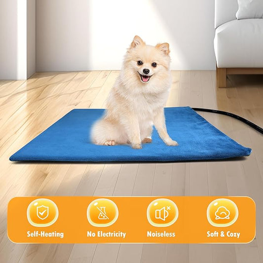 Pet Heating Pad for Cat Heating Pad Indoor Self Heating Cat Pad with 6 Adjustable Temperature & 5 Timers, Dog Heating Pad Waterproof Heated Dog Bed with Chew Resistant Cord Pet Heating Pad