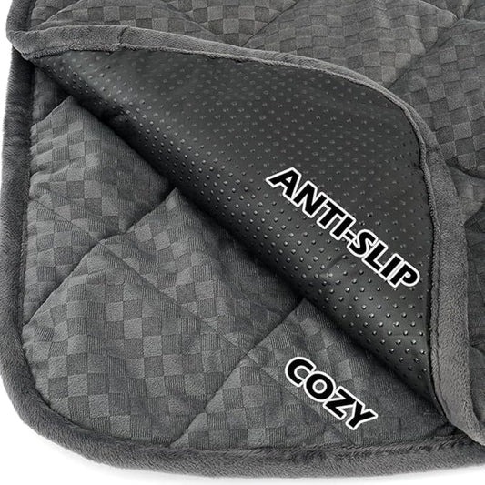 ARGOPET Cat Bed (30x19in) Self Warming, Polyester, Checkered Grey, 16oz, Machine Washable, Anti-Slip, Pet Bed Mat for Indoor & Outdoor Pets