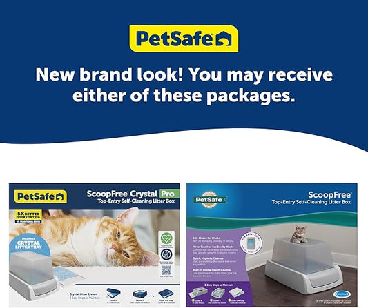 PetSafe ScoopFree Crystal Pro Self-Cleaning Automatic Litter Box - Top-Entry Motion-Sensing Cat Box with Integrated Health Counter - Includes 1 Disposable Crystal Litter Tray