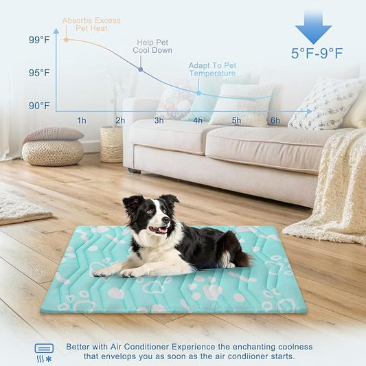 BEAUTYZOO Upgrade Dog Cooling Mat Extra Large, Reversible Self-Cooling Mat for Dogs, Thicken Pet Ice Cool Pad Blanket for Summer Kennel Sofa Bed Floor Car Seat, Machine Washable&Foldable, 36"x23"