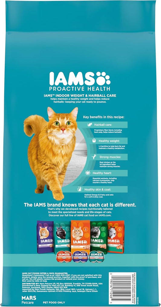 IAMS Proactive Health Indoor Weight Control & Hairball Care Adult Dry Cat Food, Chicken & Turkey Recipe, 3.5 lb. Bag