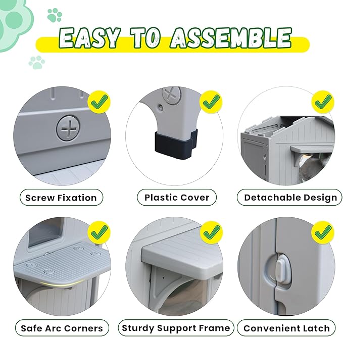 Plastic Outdoor Indoor Cat House with Insulated Liner, 100% Insulated Outdoor Cat Houses for Winter, Waterproof Feral Cat Shelter, Assemble Easily-White