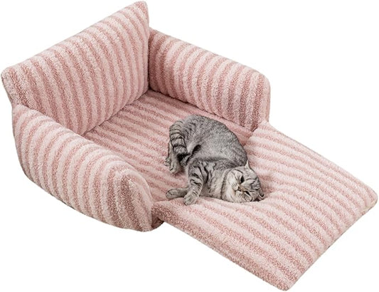 Hollypet Cat Bed Fluffy Plush Mutifuctional Double-Layer Soft Pet Couch Orthopedic Sofa Nest Beds for Small Cats and Dogs (25x20x13 inch)
