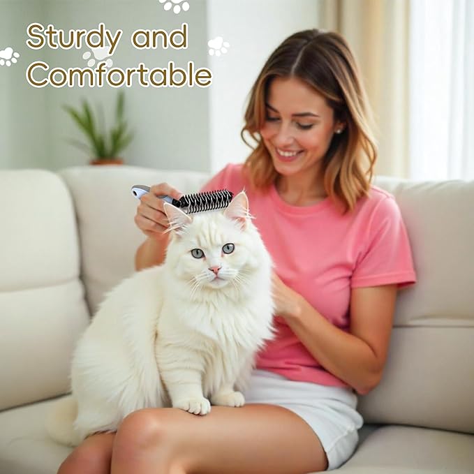 Upgraded Cat & Dog Knotting Comb + Grooming Kit – Hidden Blade Safe Tangle Remover, Non-Slip Handle, Includes 4 Knotting Combs & 1 Pet Grooming Brush