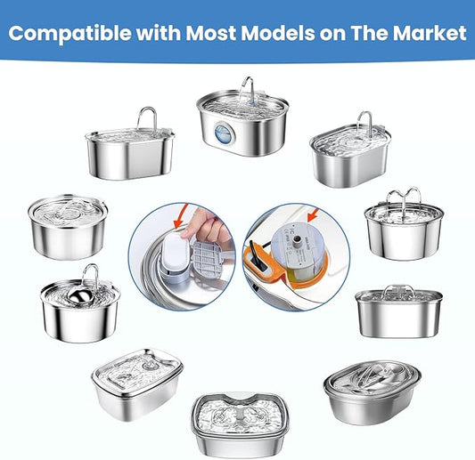 Tomxcute Cat Water Fountain - 4.0L/135oz Gooseneck Copper Faucet Design Cats Fountain for Drinking - Large Capacity Stainless Steel Cat Water Fountain - Comes with 3 Replacement Filters