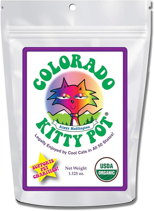 Colorado Kitty Pot Organic Catnip in Food Grade, 5.5 x 8" Gusseted Bag with Hang Hole, 1.125 oz