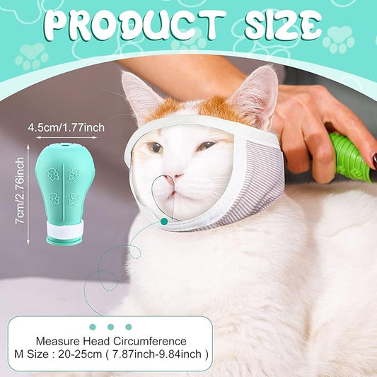 Hillban Cat Muzzle for Grooming with 4 Silicone Boots Breathable Transparent Face Guard Silicone Cat Claw Covers Anti Scratch Booties to Prevent Scratching Biting Bathing Trimming(Medium)