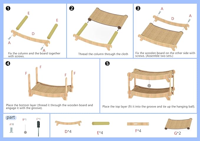 Multi-Level Sisal Cat Scratcher Bed | 2 & 3-Tier Wooden Cat Tower with Sisal Scratching Surface | Wood Pet Furniture (Medium)